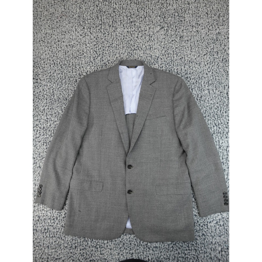 Brooks Brothers Coat Mens Grey Italian Fabric Wool Blazer 2-Button Size 44L‎